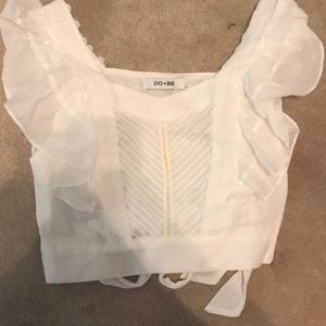Apricot lane white lace crop top